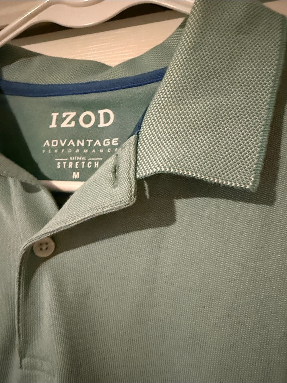 Izod Men's Seafoam Green Polo with Blue Logo - Picture 4 of 5